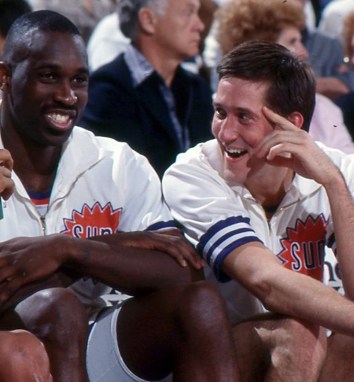 Mark West on left sharing a laugh with current Suns coach Jeff Hornacek